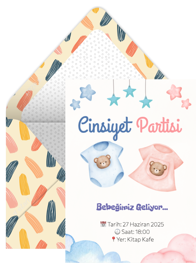 Renklı Cinsiyet Partisi Davetiyesi